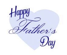 Light purple heart behind "Happy Father's Day" dark purple text. 