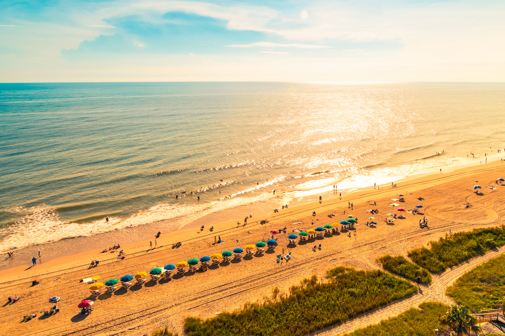 Aerial view of the ocean at Myrtle Beach, South Carolina