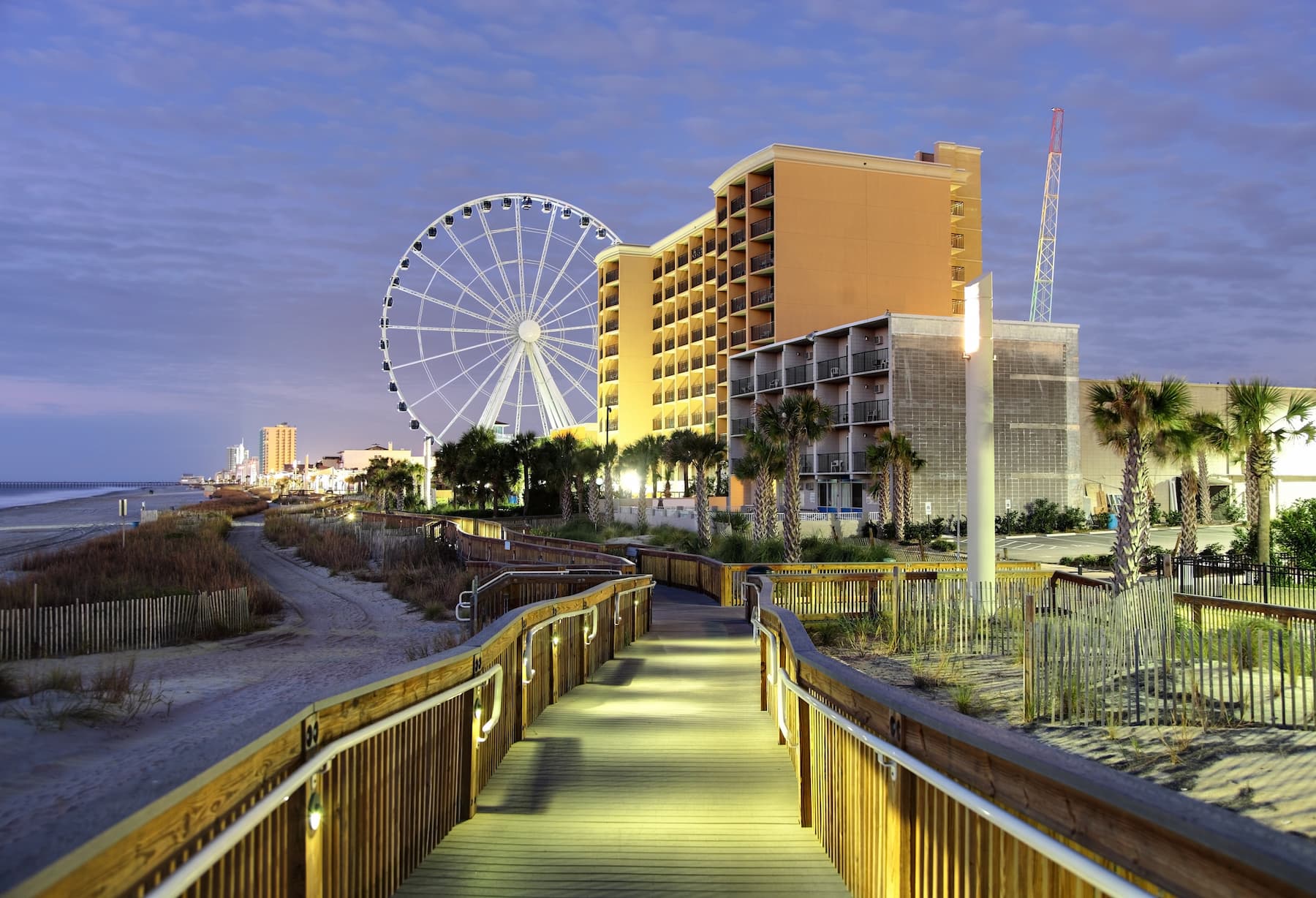 Myrtle Beach boardwalk at night